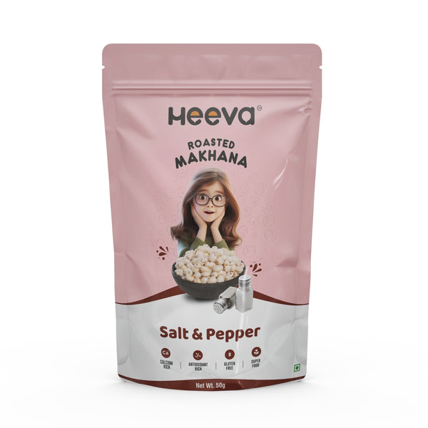 Heeva Roasted Makhana Salt & Pepper Flavour 50g (Pack of 2)