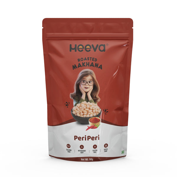 Heeva Roasted Makhana | Peri Peri (50g) & Salt & Pepper Flavour Combo (50g) Combo