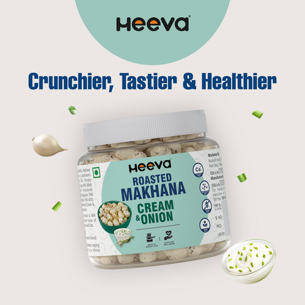 Heeva Roasted Makhana Cream & Onion (100g) & Cheese & Herb Flavour (100g) Combo