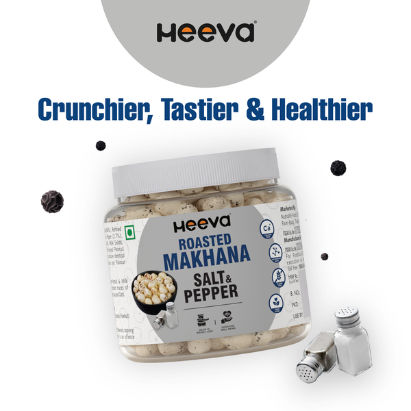 Heeva Roasted Makhana | Salt & Pepper (100g) & Pudina Flavour Combo (100g) Combo