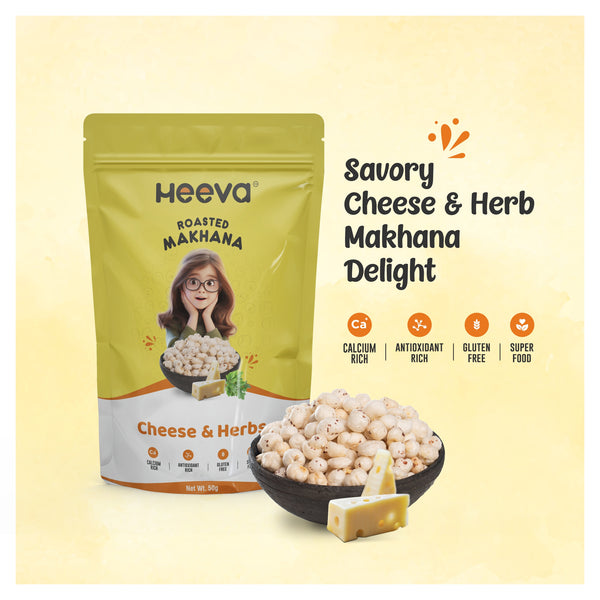 Heeva Roasted Makhana Cheese & Herbs Flavour 50g (Pack of 2)