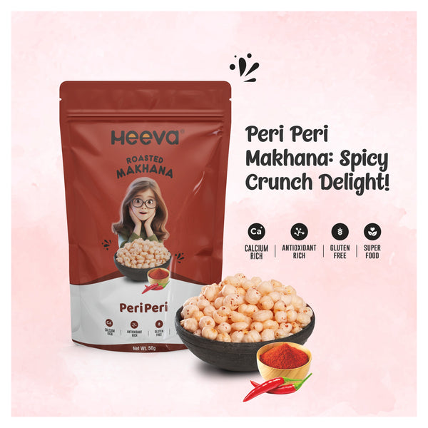 Heeva Roasted Makhana Peri Peri Makhana (50g) & Cheese & Herb Flavour (50g) Combo