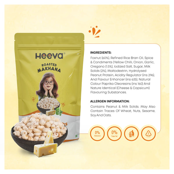 Heeva Roasted Makhana Cheese & Herbs Flavour 50g (Pack of 3 )