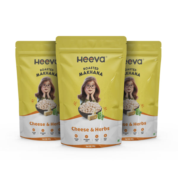 Heeva Roasted Makhana Cheese & Herbs Flavour 50g (Pack of 3 )