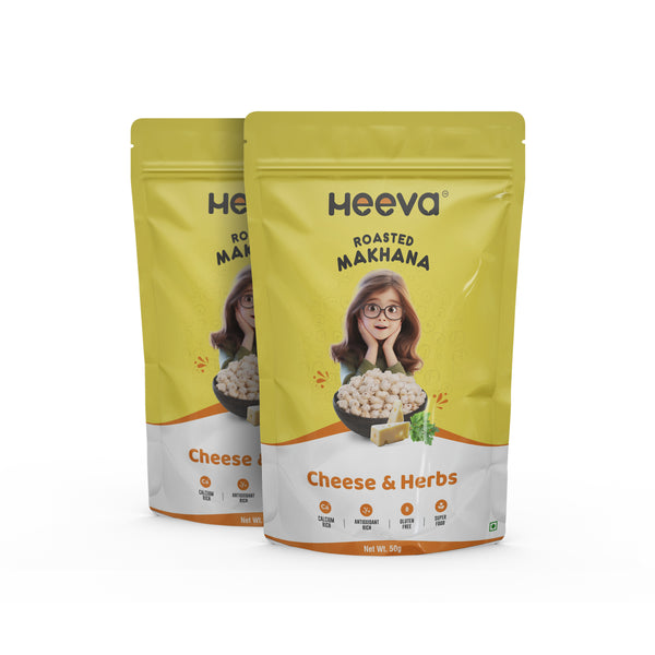 Heeva Roasted Makhana Cheese & Herbs Flavour 50g (Pack of 2)